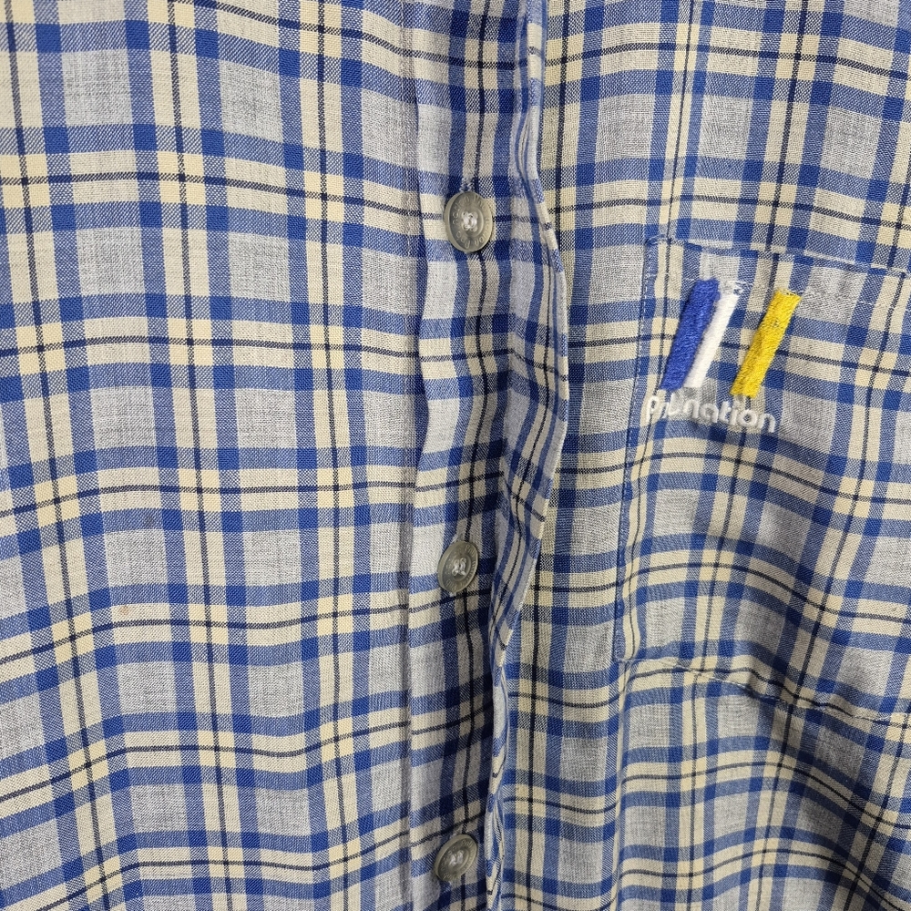 Vintage PNB Nation XL Blue Plaid Hidden Button Up Woven Shirt Streetwear Hip Hop - Picture 4 of 9
